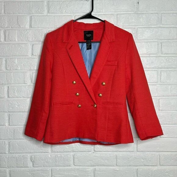 Smythe Les Vestes Rumpled College Blazer Nantucket Red Coral size 10